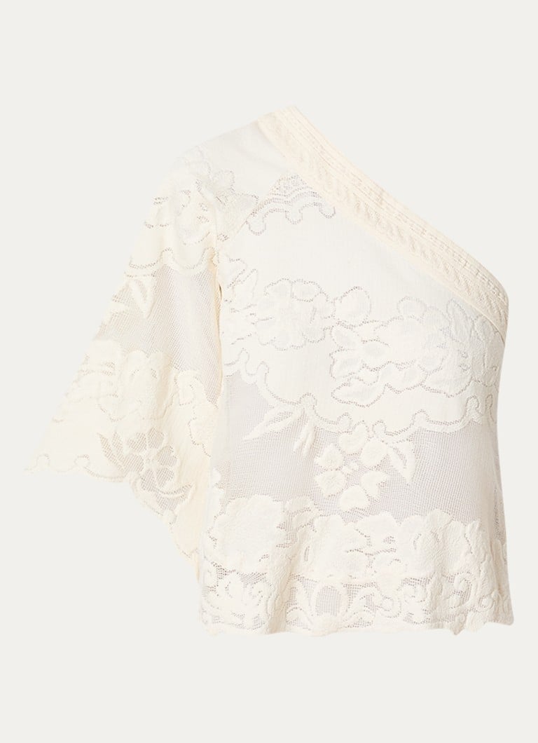 Isabel Marant Dames Shilo top met broderie en asymmetrische hals in de kleur Gebroken wit, maat: S