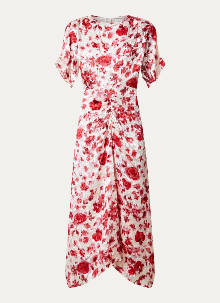 Isabel Marant Dames Herva midi tuniekjurk in zijdeblend met bloemenprint in de kleur Gebroken wit, maat: 42