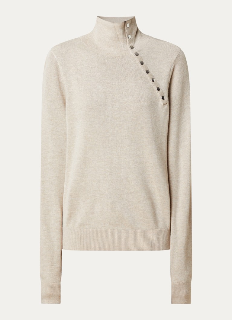Isabel Marant Dames Jovienne fijngebreide trui in wolblend met opstaande kraag in de kleur Beige, maat: 36