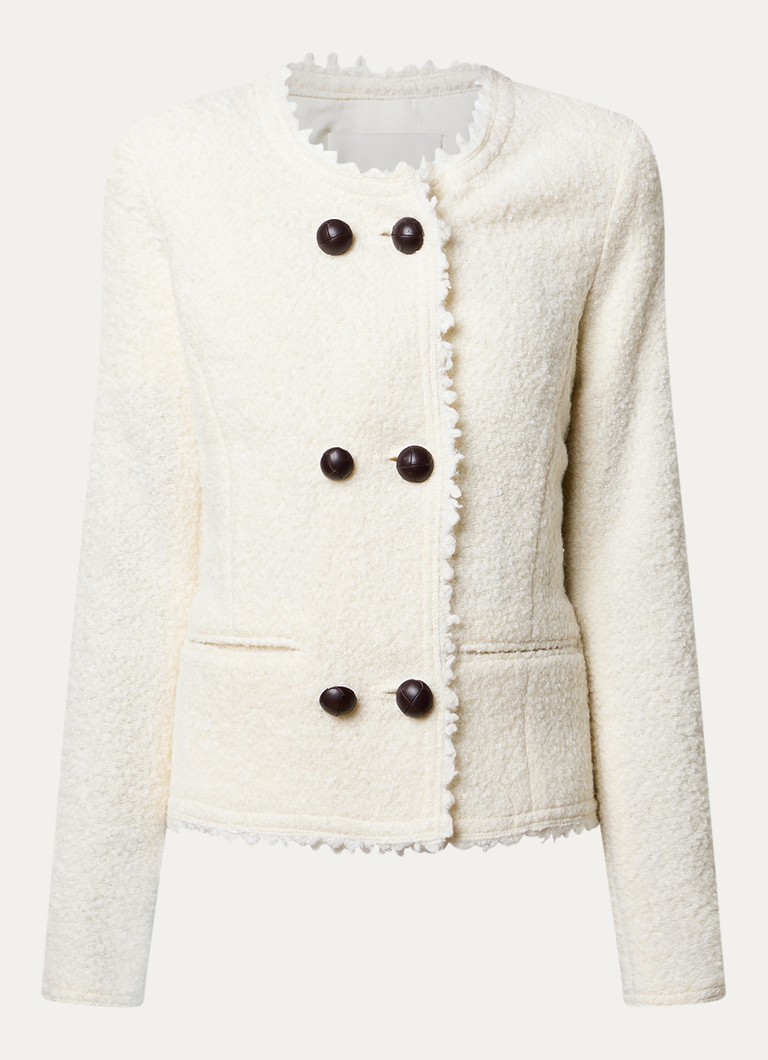 Isabel Marant Dames Suely blazer in alpaca wolblend met paspelzakken in de kleur Gebroken wit, maat: 34