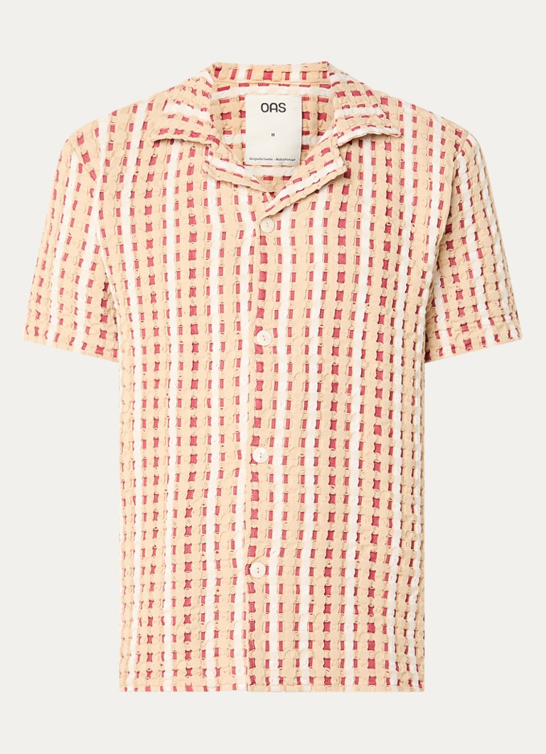 OAS Heren Lano cuba regular fit overhemd met structuur in de kleur Beige, maat: XL