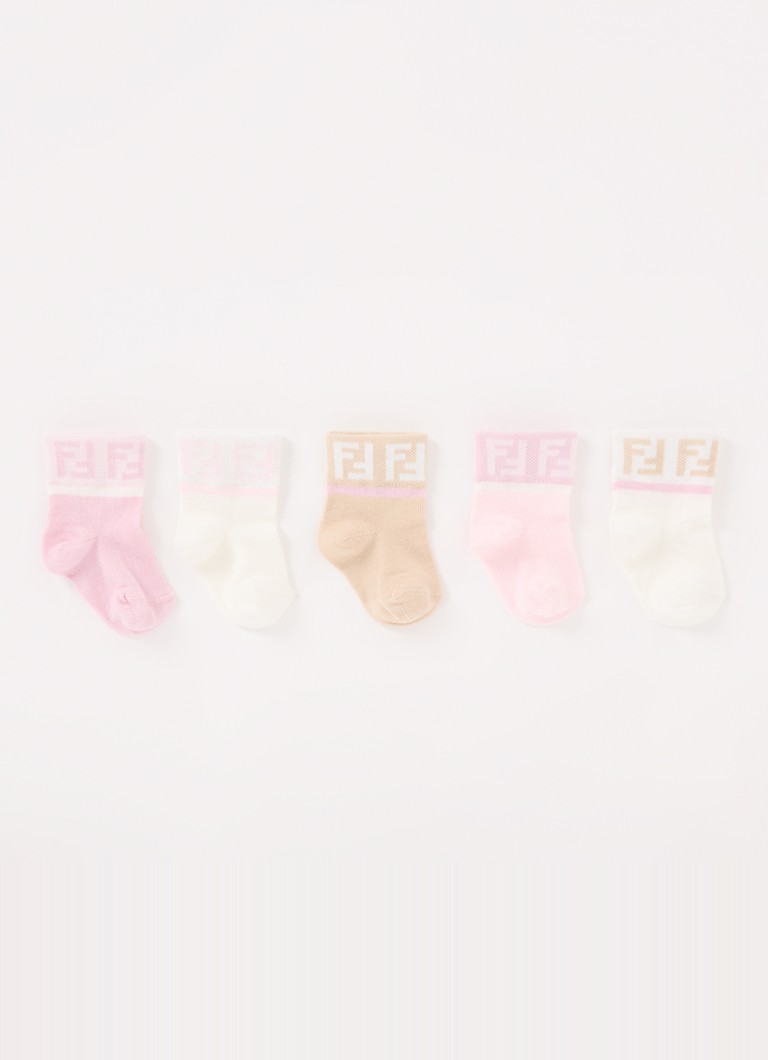 Fendi Sokken met logoprint in 5-pack in de kleur Roze, maat: ONE SIZE