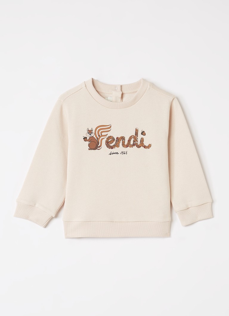 Fendi Meisjes Sweater met logoprint in de kleur Creme, maat: 36M=92