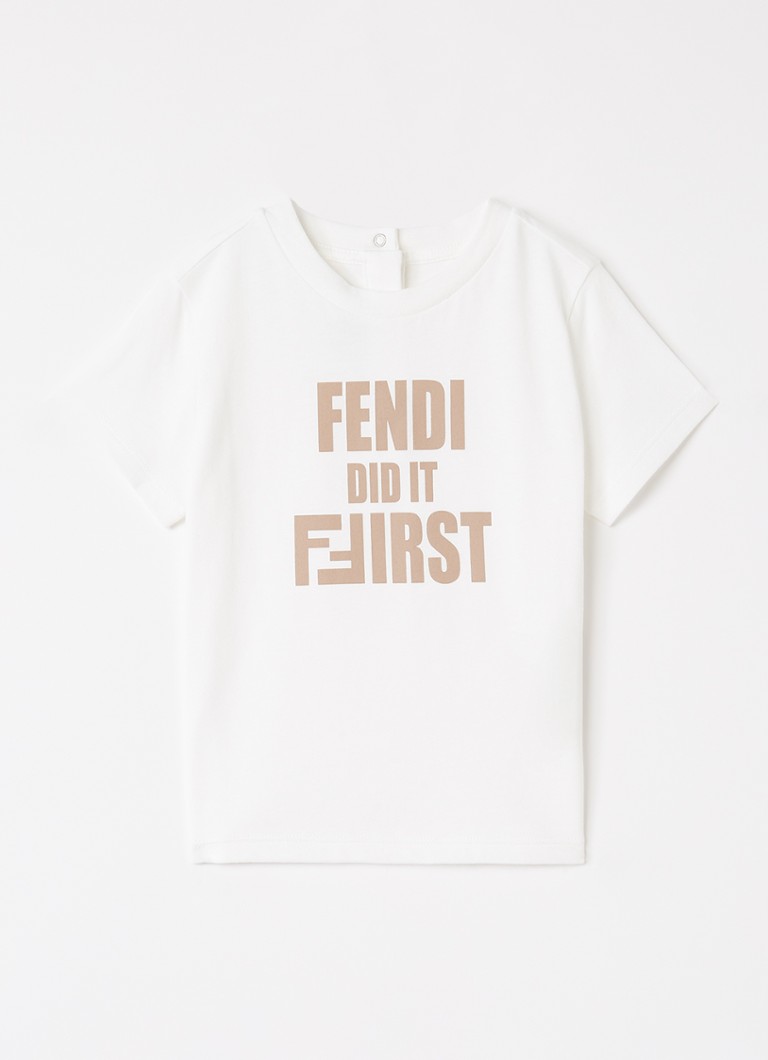 Fendi Jongens T-shirt met logoprint in de kleur Gebroken wit, maat: 3M=56