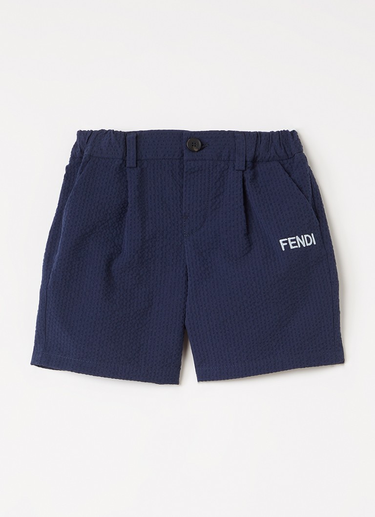 Fendi Jongens Loose fit korte broek met logo in de kleur Donkerblauw, maat: 12M=80