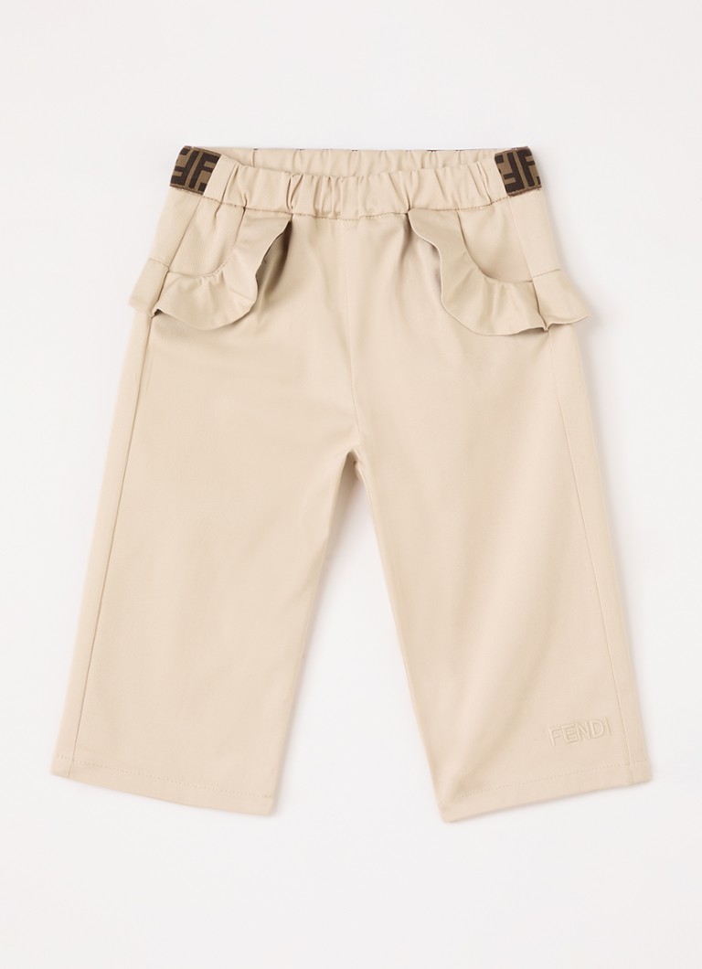 Fendi Meisjes Straight fit broek met logoband in de kleur Ivoor, maat: 12M=80
