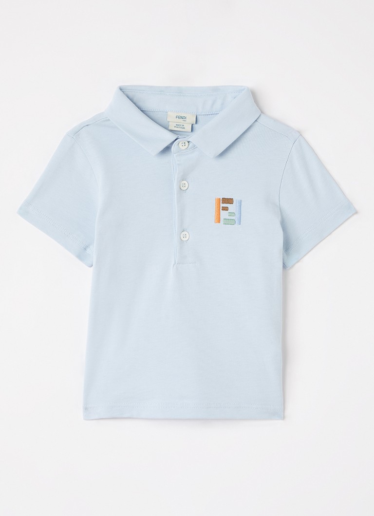 Fendi Jongens Polo met logoborduring in de kleur Lichtblauw, maat: 12M=80
