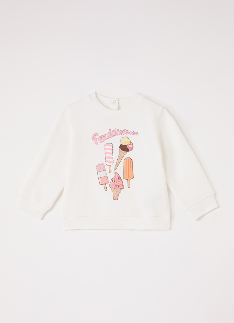 Fendi Meisjes Sweater met logoprint in de kleur Wit, maat: 24M=92