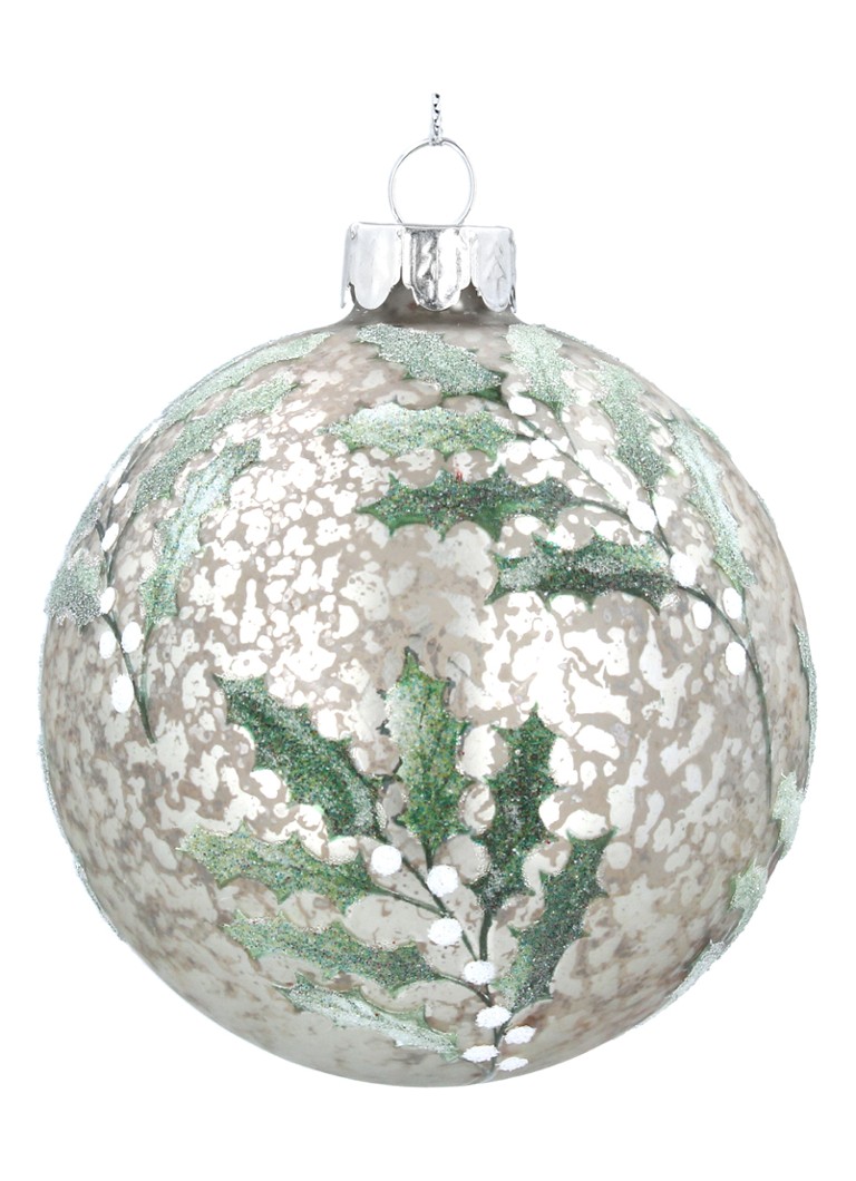 Gisela Graham Holly kerstbal 8 cm Zilver - Deal