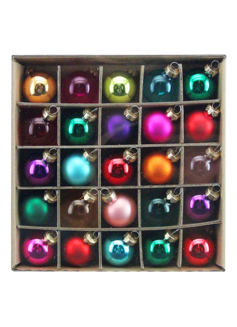 Gisela Graham Mini kerstballen 3,5 cm set van 25 Multicolor - Deal