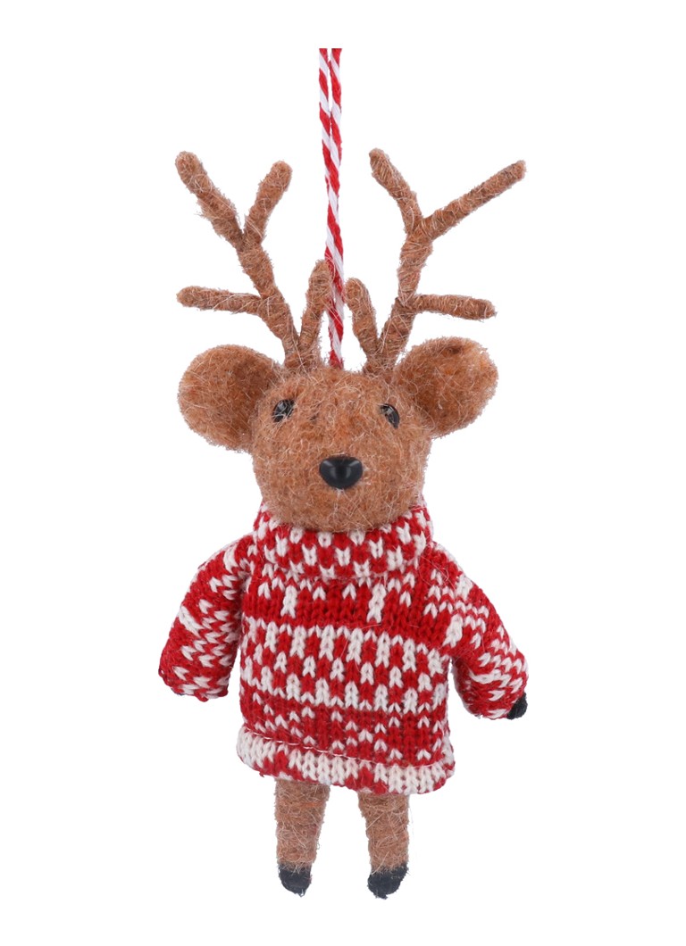 Gisela Graham Rendier Meisje met Scandinavische Jurk kersthanger 16 cm Rood - Deal
