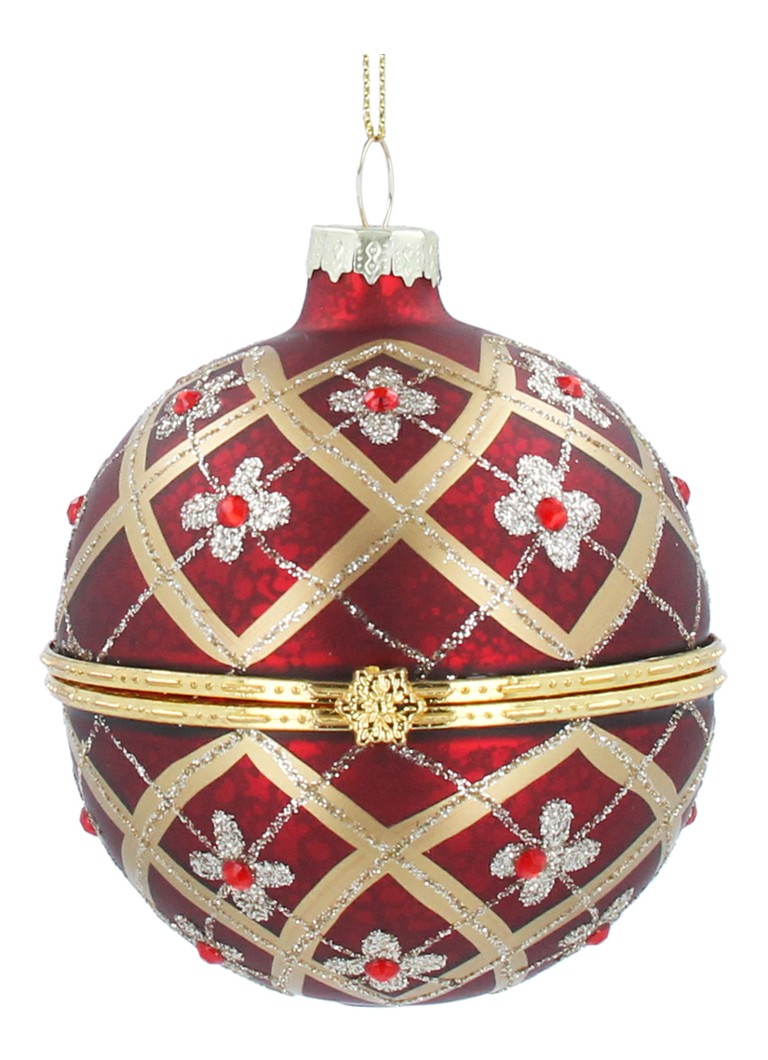 Gisela Graham Fabergé kerstbal 8 cm Rood - Deal