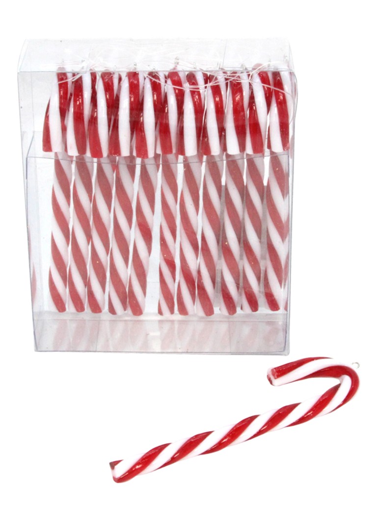 Gisela Graham Mini zuurstok kersthanger 10 cm set van 12 Rood - Deal