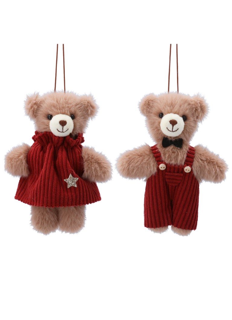 Gisela Graham Mr. & Mrs Teddy kersthanger 12 cm set van 2 Bruin - Deal