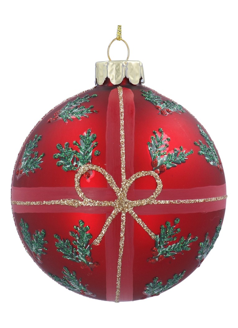 Gisela Graham Nostalgia Holly kerstbal 8 cm Rood - Deal