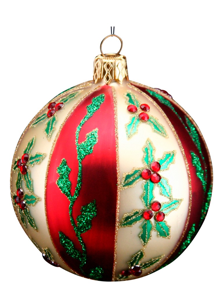 Gisela Graham Nostalgia Holly kerstbal 8 cm Rood - Deal