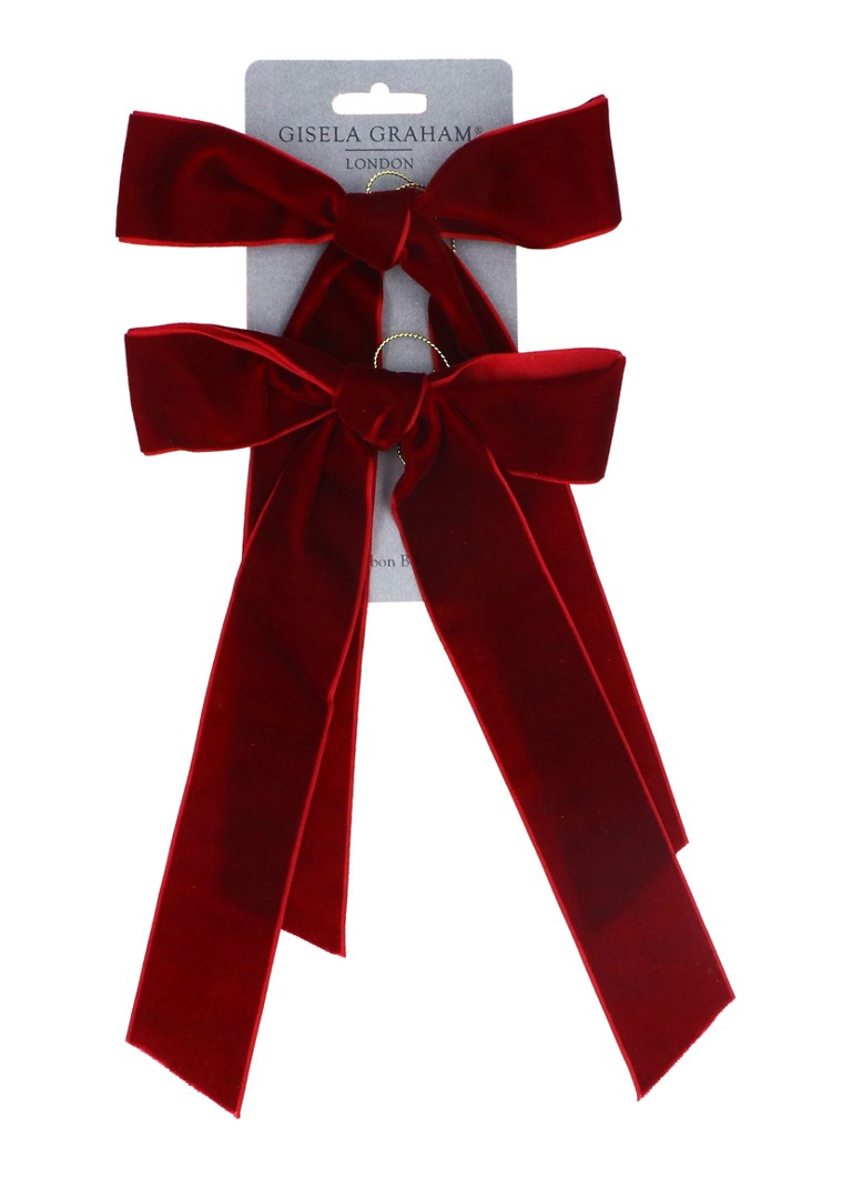 Gisela Graham Velvet Strik kersthanger 28 cm set van 2 Bordeauxrood - Deal