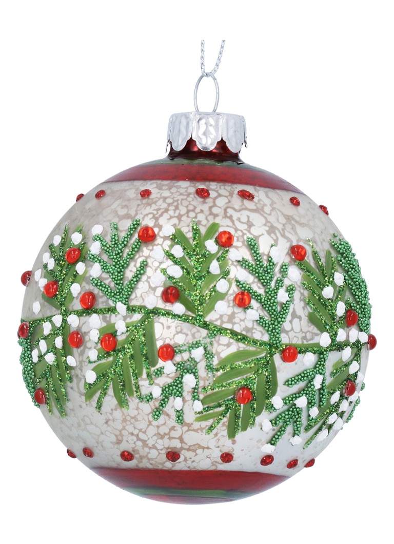 Gisela Graham Antique kerstbal 8 cm Wit