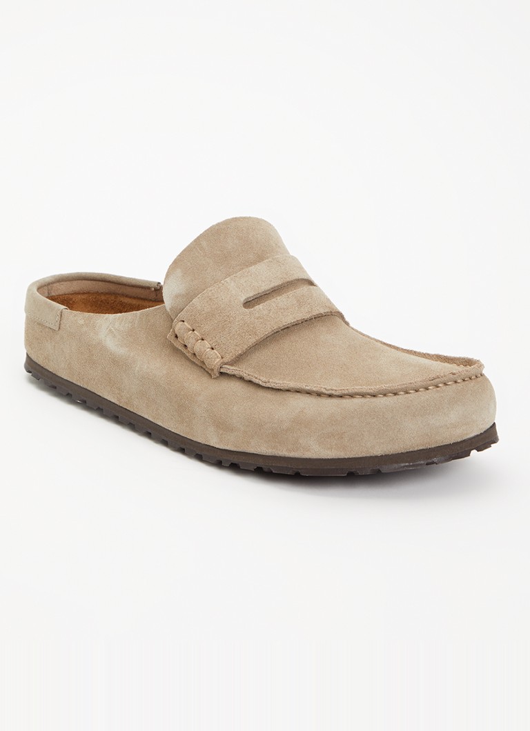 Birkenstock Heren Naples slip-on van suède in de kleur Khaki, maat: 45