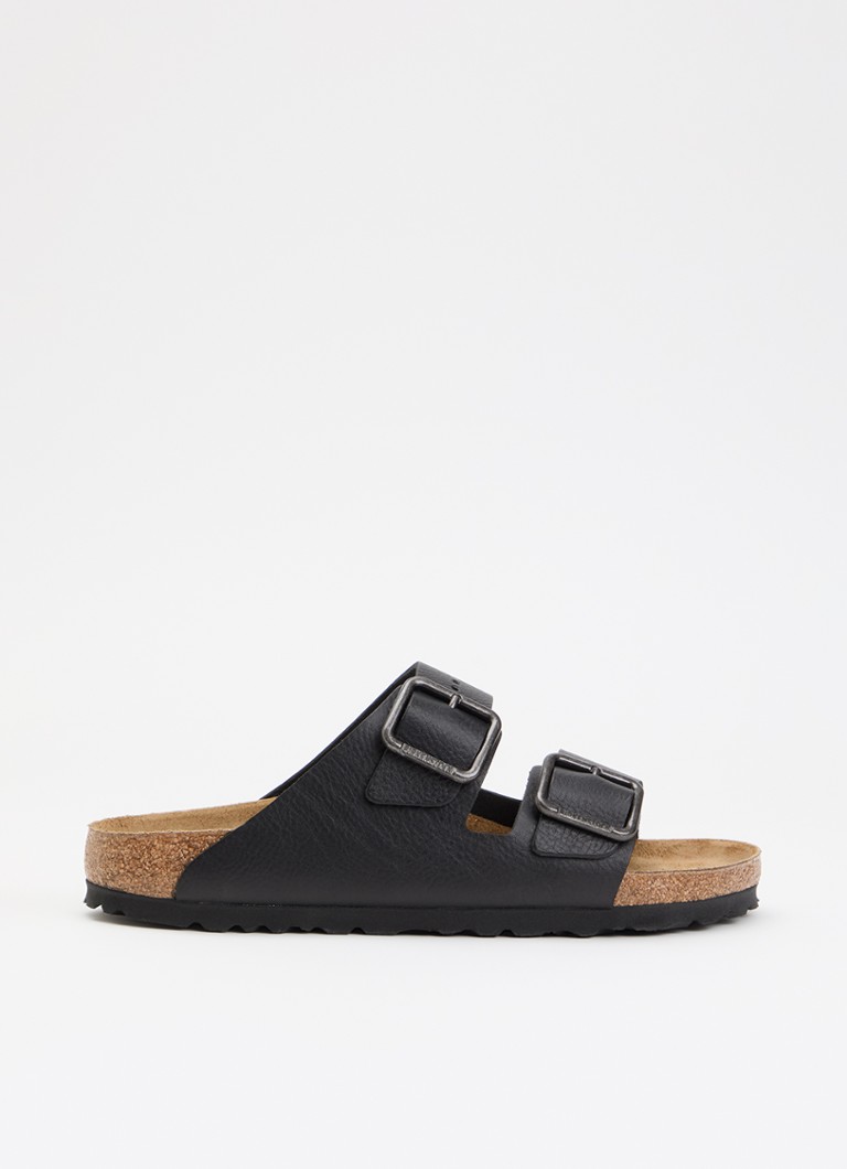 Birkenstock Heren Narrow Fit Arizona slipper van leer in de kleur Zwart, maat: 45