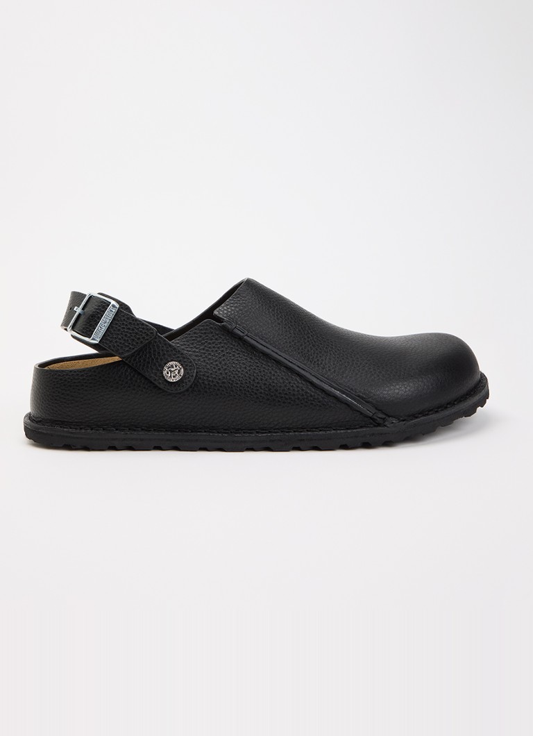 Birkenstock Heren Narrow Fit Lutry Premium muiltje van leer in de kleur Zwart, maat: 45
