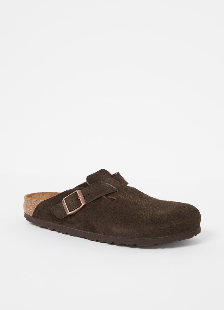 Birkenstock Dames Narrow Fit Boston muiltje van suède in de kleur Bruin, maat: 36