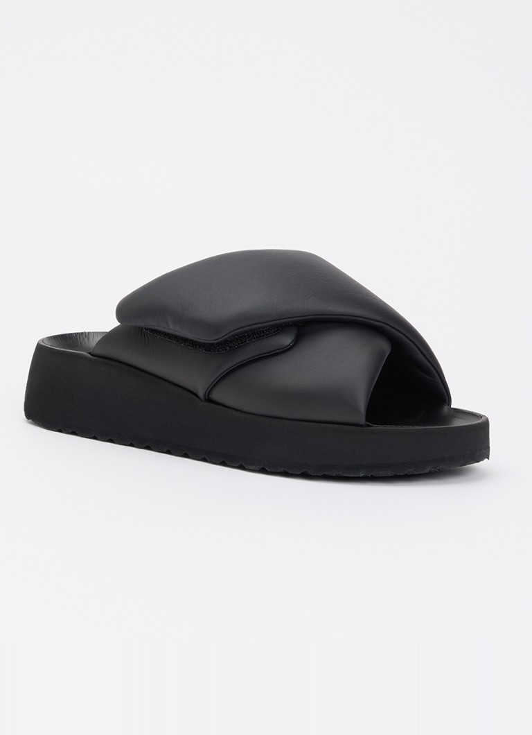 Birkenstock Dames Theda Cross Strap slipper van leer in de kleur Zwart, maat: 36