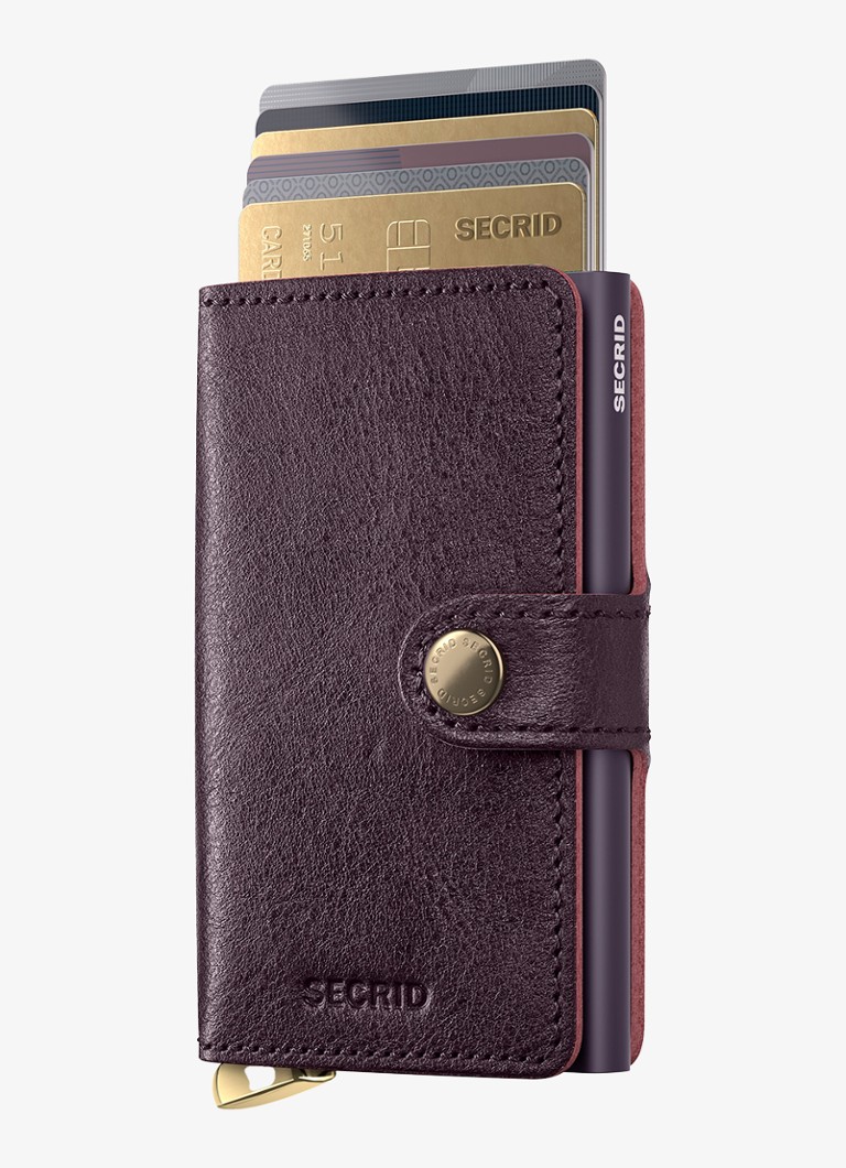Secrid Miniwallet+ pasjeshouder van leer Aubergine - Deal