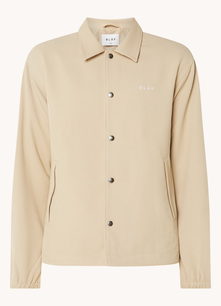 OLAF Heren Coach jack met logo- en backprint in de kleur Beige, maat: XL