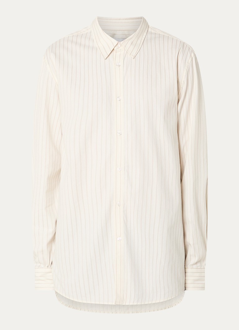 OLAF Heren Stitched regular fit overshirt met streepprint in de kleur Gebroken wit, maat: M