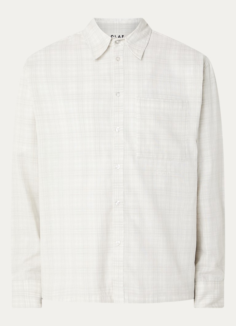 OLAF Heren Regular fit overshirt met ruitdessin in de kleur Beige, maat: L