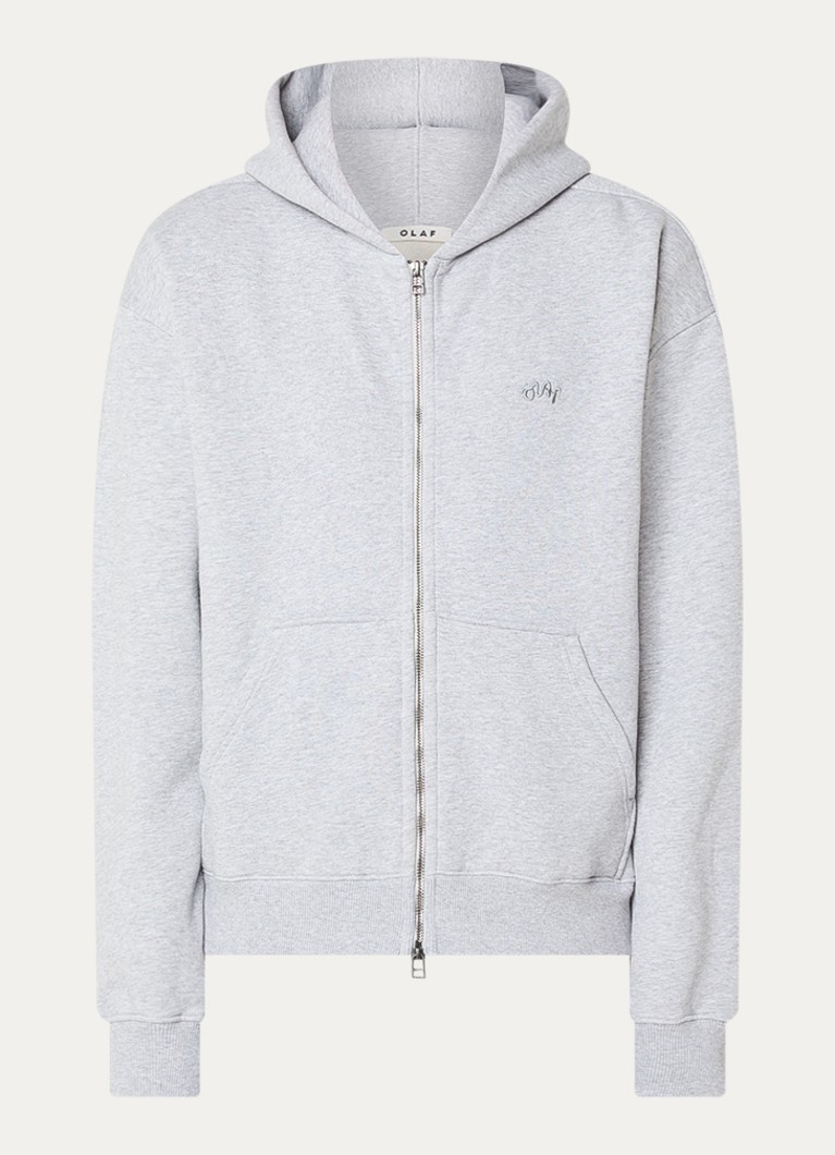 OLAF Heren Sweatvest met logoborduring in de kleur Lichtgrijs, maat: M