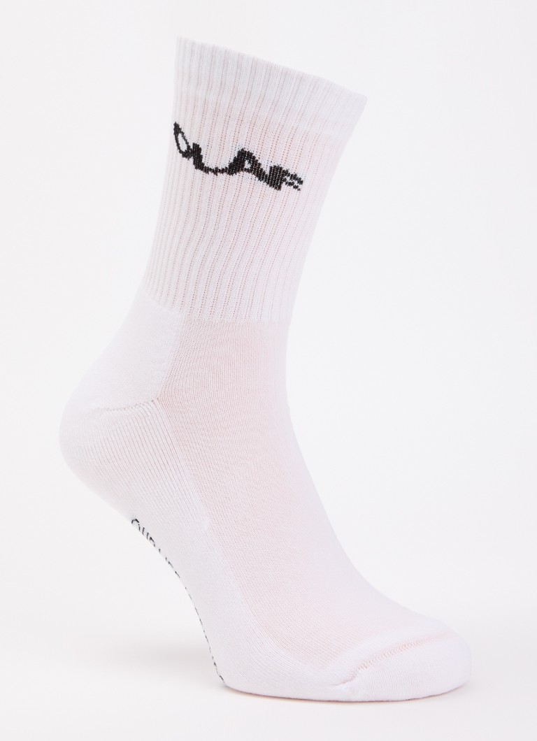 OLAF Heren Wavy Drift sportsokken met logo in de kleur Wit, maat: OS