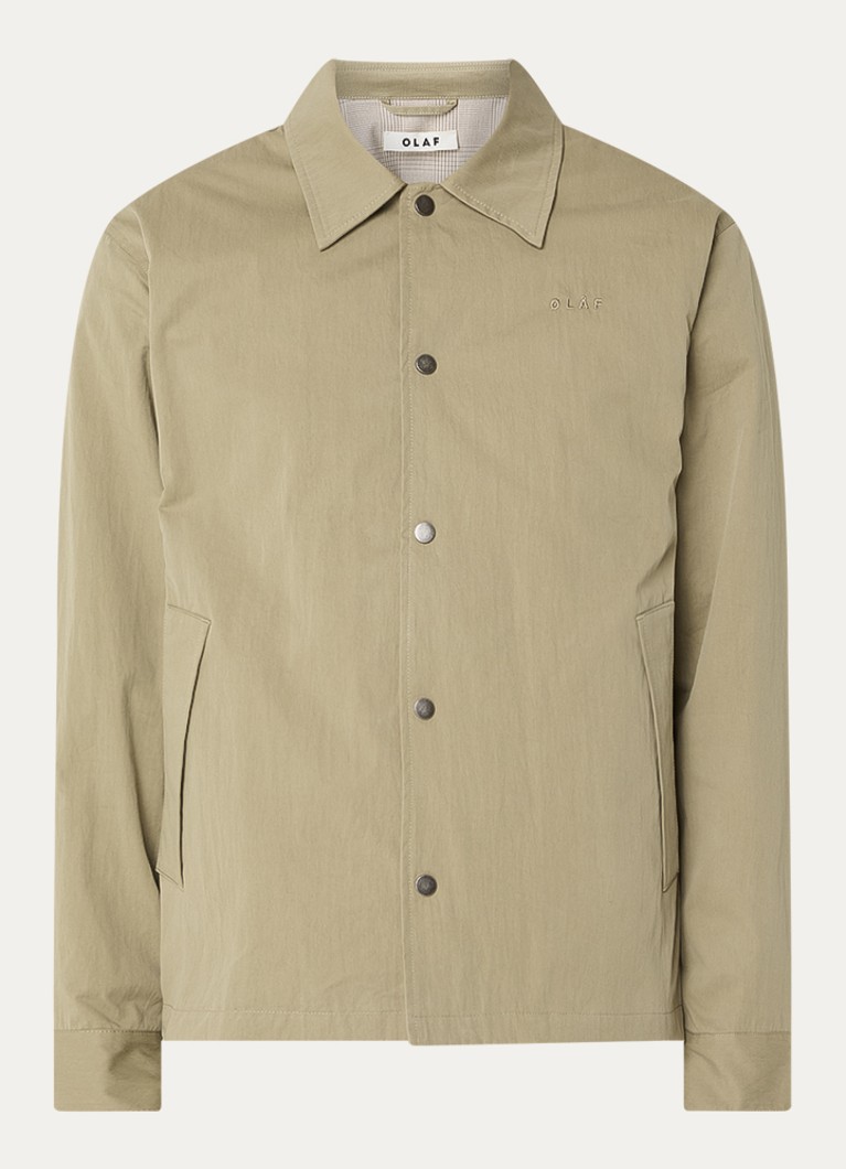 OLAF Heren Jack met logo en steekzakken in de kleur Khaki, maat: XL