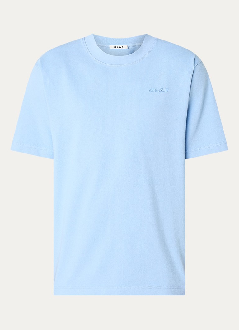 OLAF Dames Studio T-shirt met logoborduring in de kleur Lichtblauw, maat: M