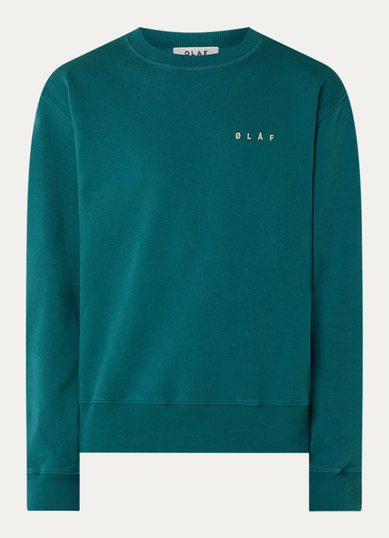 OLAF Dames Sweater met print in de kleur Zeegroen, maat: M