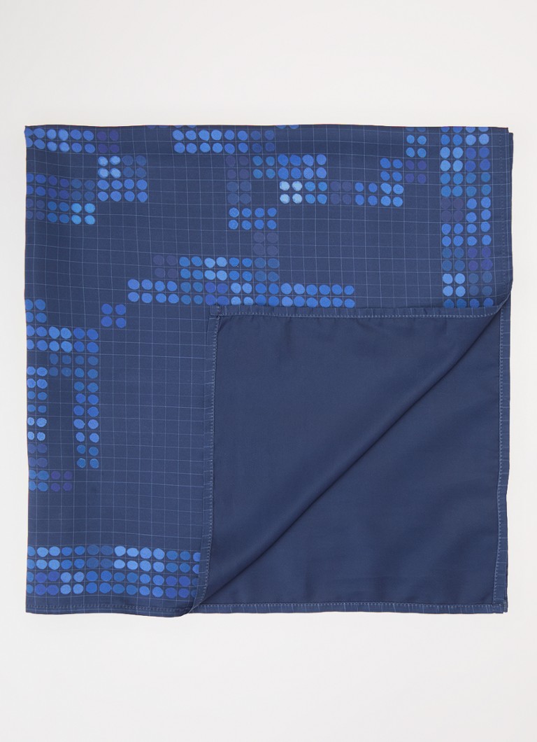 OLAF Heren Sjaal met stippenprint 75 x 75 cm in de kleur Donkerblauw, maat: OS