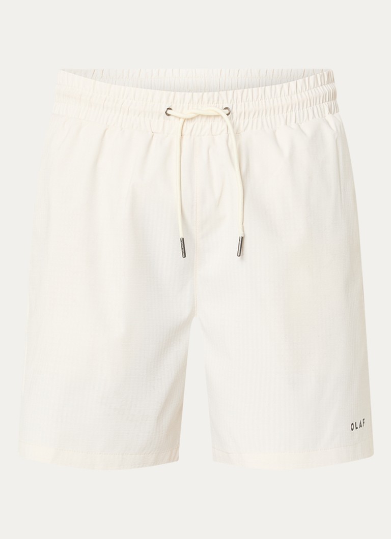 OLAF Heren Zwemshort met streepprint en steekzakken in de kleur Gebroken wit, maat: XL