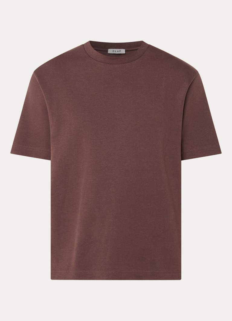 OLAF Heren T-shirt met logo in de kleur Bruin, maat: S
