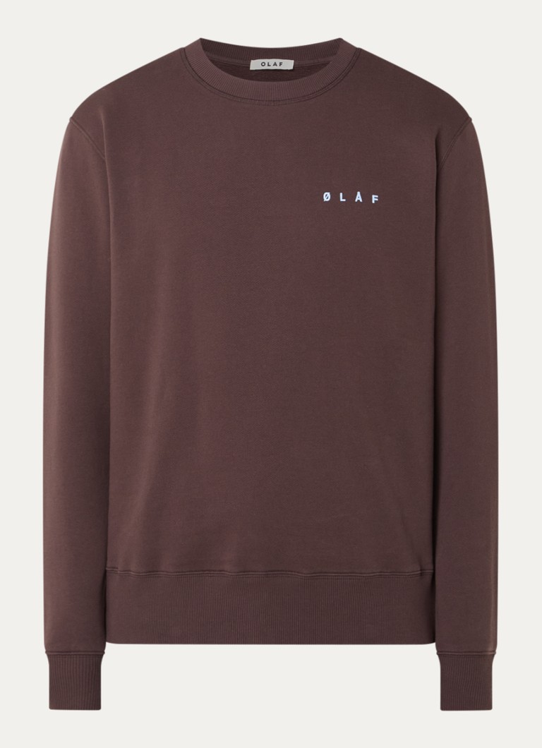 OLAF Heren Sweater met logoprint in de kleur Bruin, maat: XL