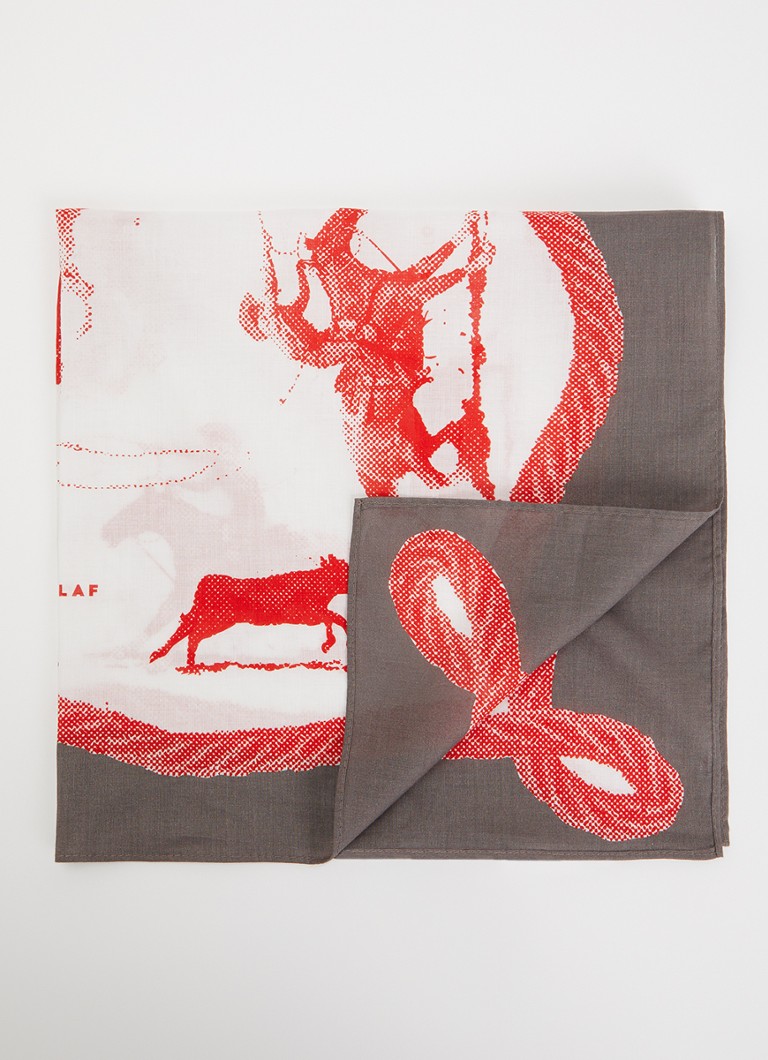 OLAF Heren Porcelain Cowboy bandana van katoen met print 55 x 55 cm in de kleur Bruin, maat: OS