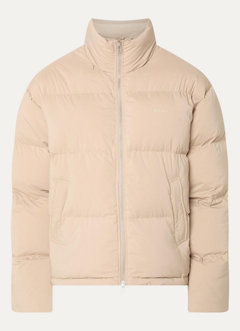 OLAF Heren Puffer jack met ritszakken en logo in de kleur Beige, maat: S