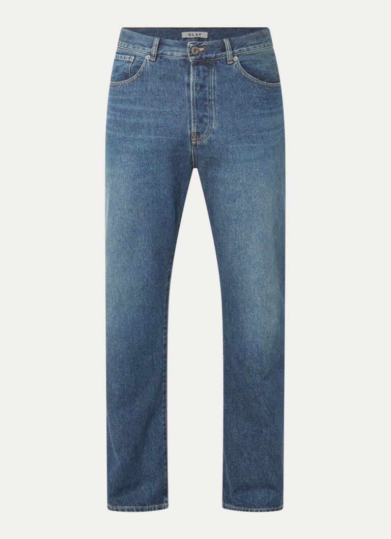 OLAF Heren Straight fit jeans met medium wassing in de kleur Indigo, maat: S
