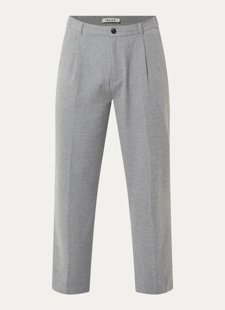 OLAF Heren Straight fit pantalon met steekzakken in de kleur Grijs, maat: XL