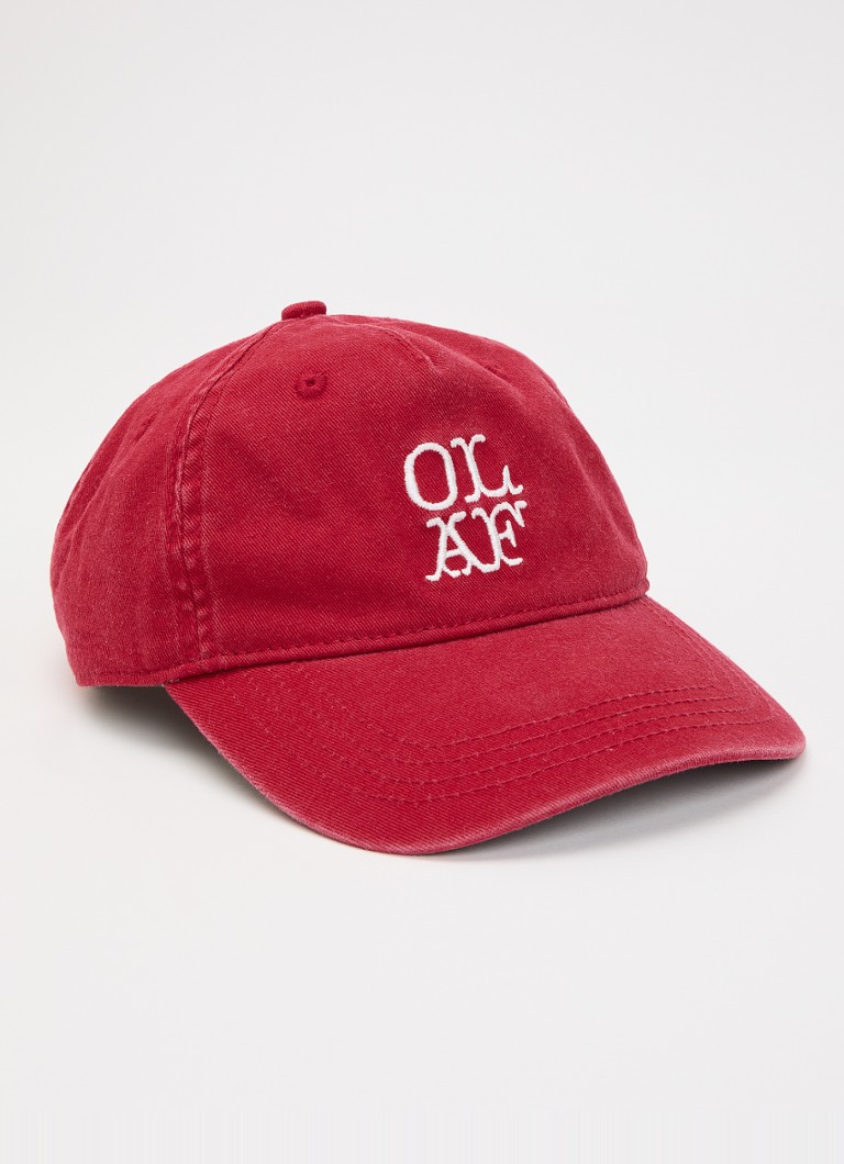 OLAF Heren Pet met logoborduring in de kleur Rood, maat: OS