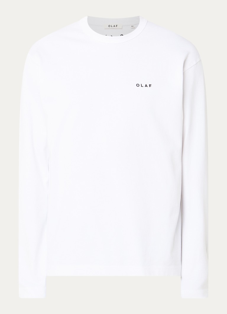 OLAF Heren Longsleeve met borduring in de kleur Wit, maat: S