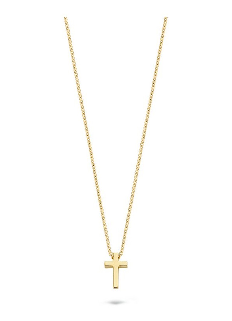 Blush Dames Ketting van 14 karaat geelgoud met kruis hanger 3091YGO in de kleur Goud
