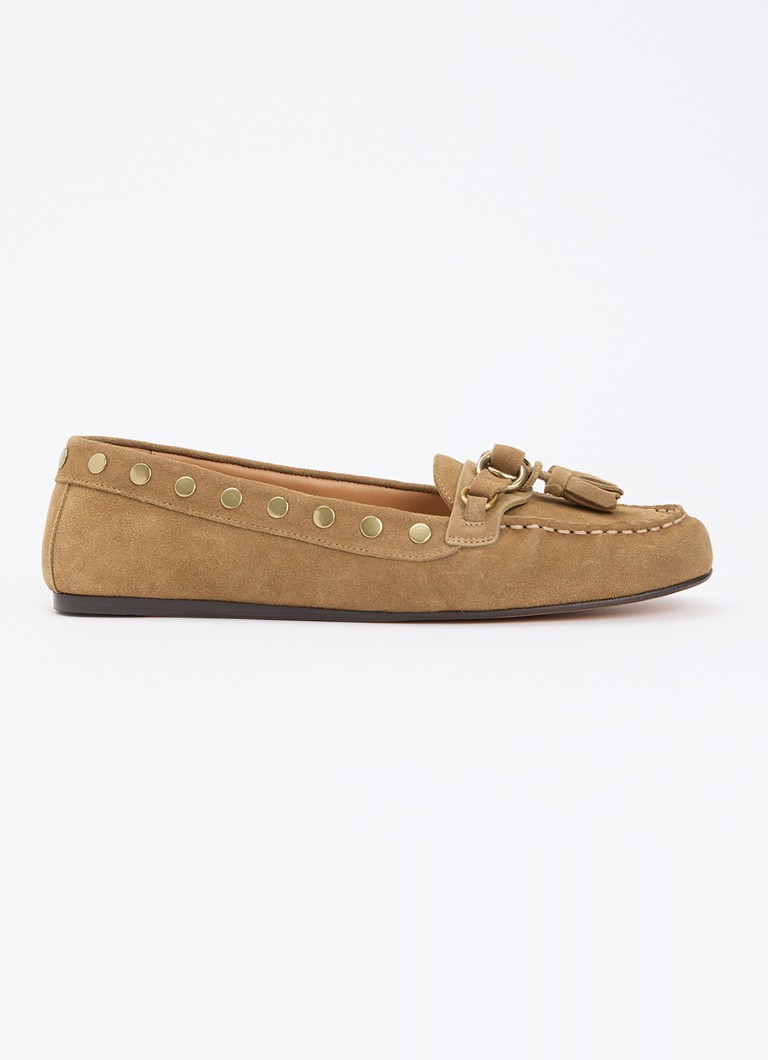 Isabel Marant Dames Faxel loafer van kalfssuède met studs in de kleur Camel, maat: 37
