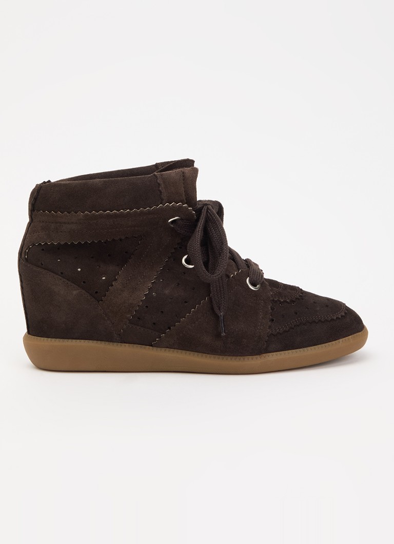 Isabel Marant Dames Bobby sneakerwedge van kalfssuéde in de kleur Chocoladebruin, maat: 41