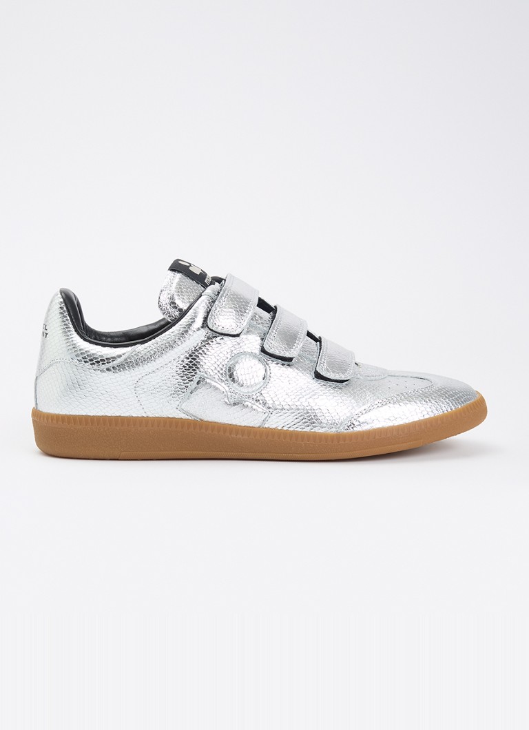 Isabel Marant Dames Beth sneaker van kalfsleer met metallic finish in de kleur Zilver, maat: 36